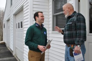 Mass. Senator Eric Lesser campaigns for Hilary Clinton in New Hampshire