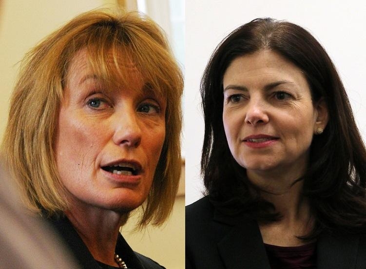 U.S. Senator Kelly Ayotte (right), Republican of New Hampshire, is seeking re-election is 2016 against Democratic Governor Maggie Hassan.