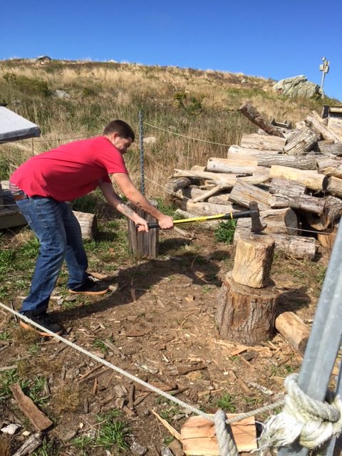 Brett learns how to chop wood.