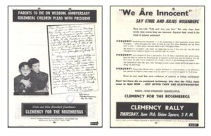 A flyer from a 1953 clemency rally for Ethel and Julius Rosenberg
