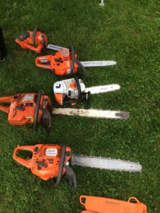 Chainsaws used during a class in Sheffield, Mass.